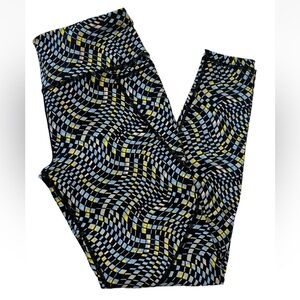 Sweaty Betty Black and Yellow Patterned Cropped Pants